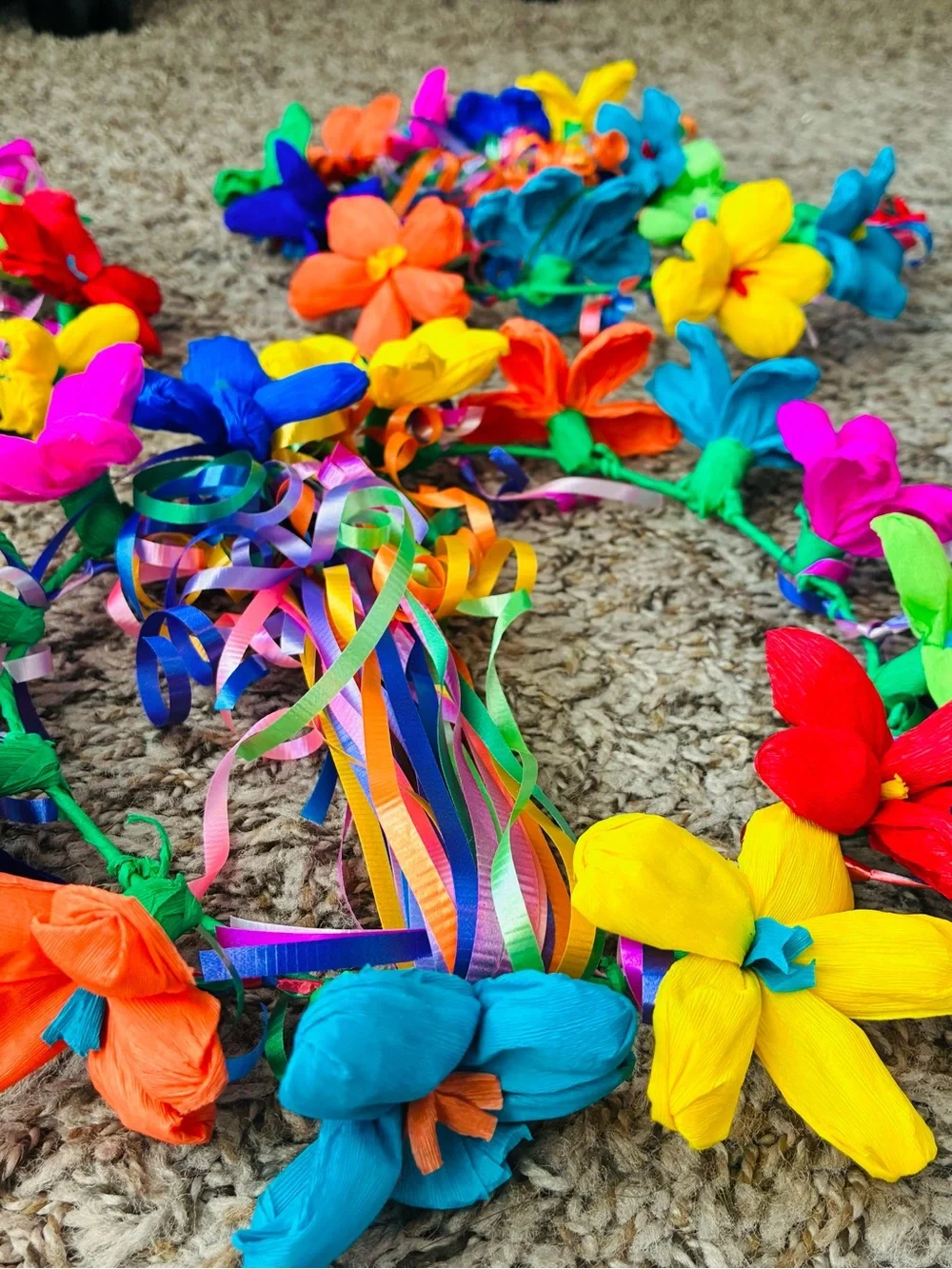 Colorful Floral Ribbon Lei Headbands - Multicolor